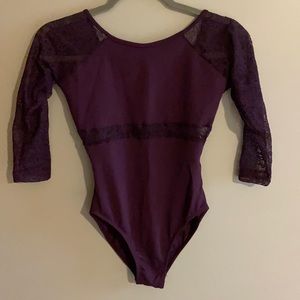 Natalie Couture 3/4 sleeve lace leotard